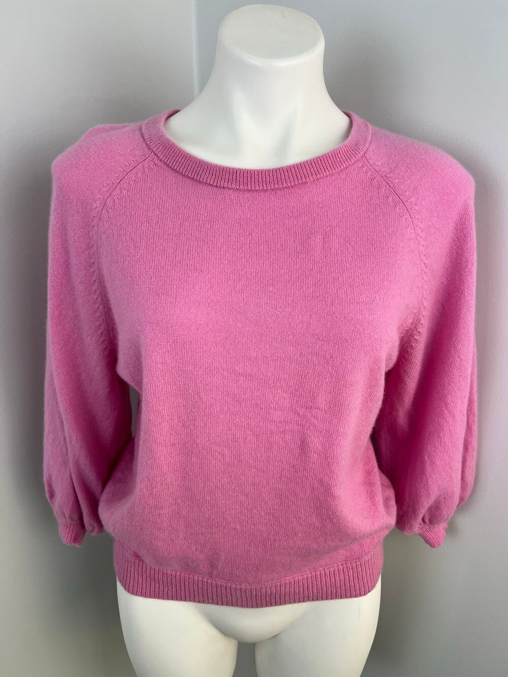 Unsubscribed Pink Balloon Puff Sleeve Cashmere Sweater XS